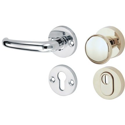 Mi Satori knop/kruk op rozet - SKG Halfsabel glans nikkel / glans chroom 