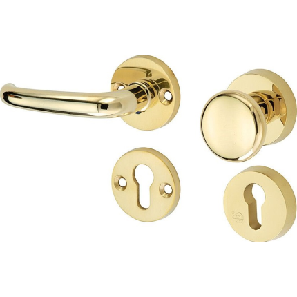 Mi Satori knop/kruk op rozet - SKG Halfsabel messing gelakt/messing PVD