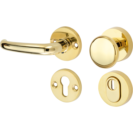 Mi Satori knop/kruk op rozet - SKS Halfsabel messing ongelakt links
