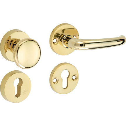 Mi Satori knop/kruk op rozet - SKG Halfsabel messing ongelakt rechts