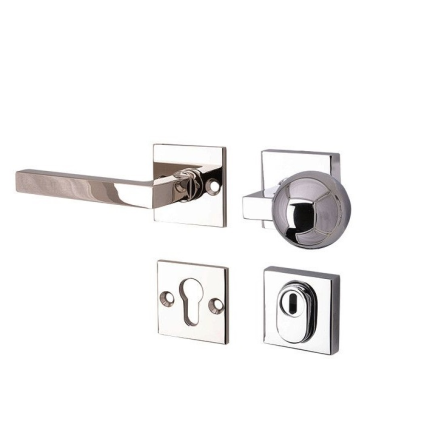 Mi Satori knop/kruk op rozet - SKG Kare glans nikkel / glans chroom links