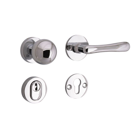 Mi Satori knop/kruk op rozet - SKG Linea glans chroom rechts