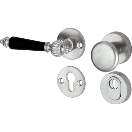 Mi Satori knop/kruk op rozet - SKG Noveau antiek nikkel/antiek chroom