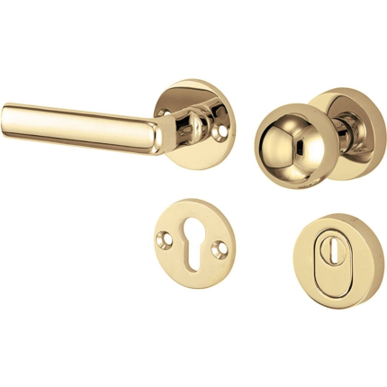 Mi Satori knop/kruk op rozet - SKG Padania messing gelakt/messing PVD