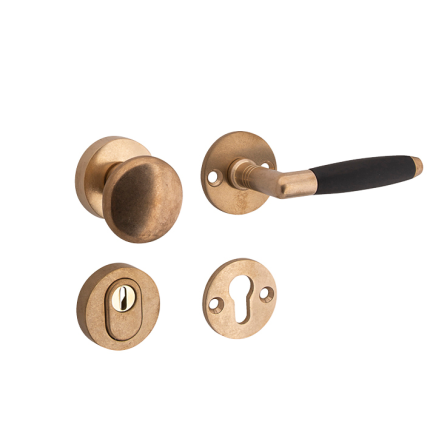 Mi Satori knop/kruk op rozet - SKG Ton ebben messing antiek rechts