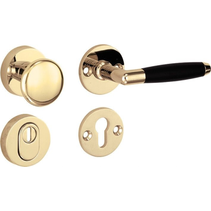 Mi Satori knop/kruk op rozet - SKG Ton ebben messing gelakt/messing PVD rechts