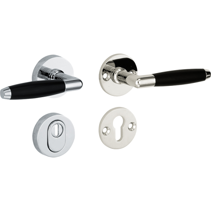 Mi Satori knop/kruk op rozet - SKG Ton ebben glans nikkel / glans chroom rechts