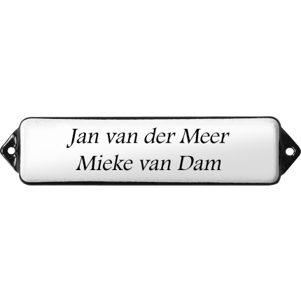 Naamplaat emaille wit, zonder kader, letters Footlight, 120x30mm