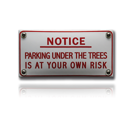NH-102 emaille veiligheidsbord 'Parking under the trees'