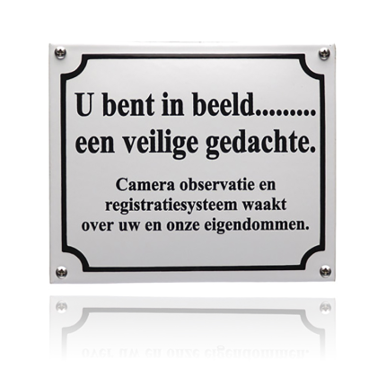 NH-33 emaille veiligheidsbord 'U bent in beeld'