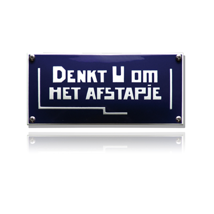 NH-55 emaille naambord 'Denkt u om het afstapje'