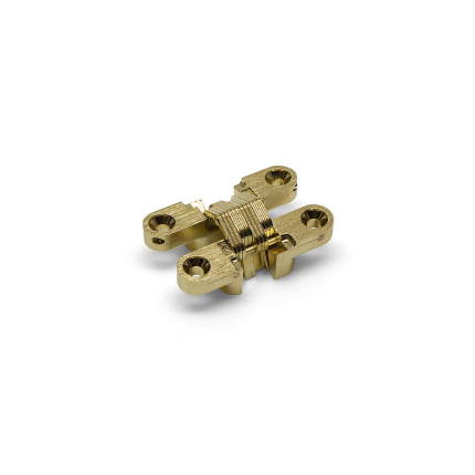 Onzichtbaar scharnier SOSS ronde hoek vermessingd 43x9,6 mm, lichte toepassing