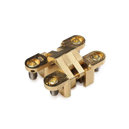 Onzichtbaar scharnier SOSS ronde hoek verstelbaar vermessingd 60x13 mm