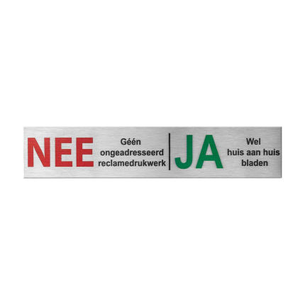 RVS brievenbusbordje 'Nee/Ja' rechthoekig