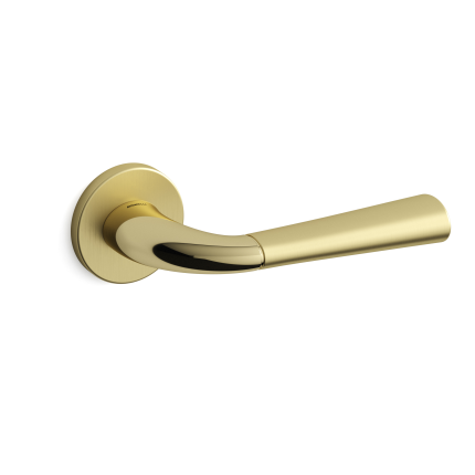 S101 Start deurkruk op rozet, satinmessing/messing gepolijst