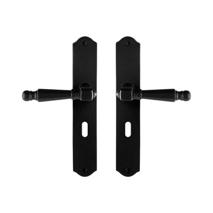 Smeedijzer Zwarte Deurkruk Mela op Schild BB56, 238x41x4mm GPF6210.60 