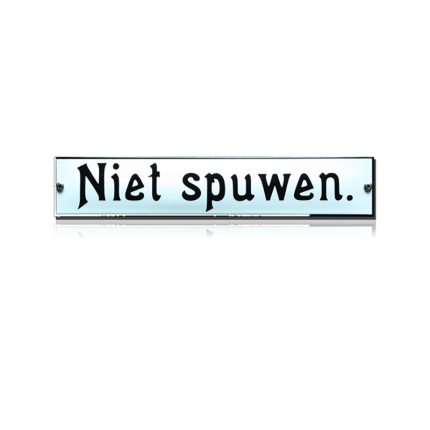 TR-23 emaille trein en tram bord 'Niet spuwen'