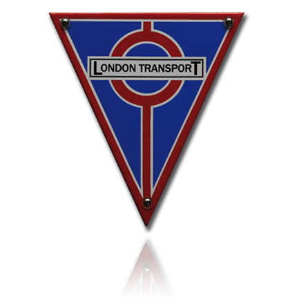 TR-30 emaille trein en tram bord 'London transport' driehoek