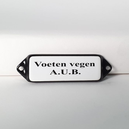 'Voeten vegen A.U.B.' deurbordje emaille model oor