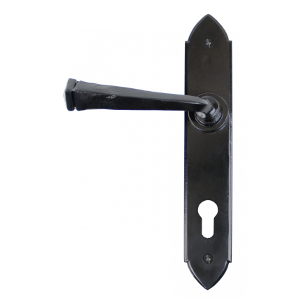 Wardlo deurkruk op schild 248x44mm PC92 smeedijzer zwart