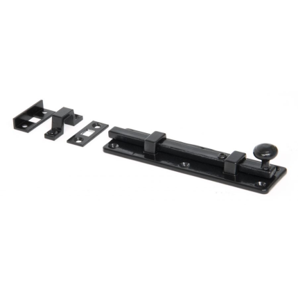 Wardlo deurschuif recht met knop 150x40mm smeedijzer zwart
