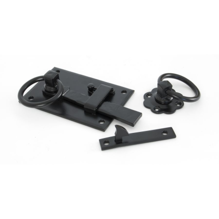 Wardlo klinkstel links 152mm ring 69mm smeedijzer zwart deurbeslagstore.be