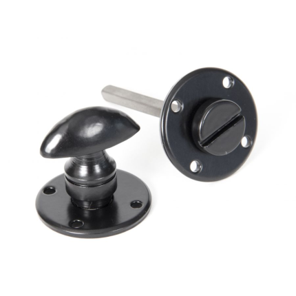 Wardlo toiletgarnituur rond rozet 41mm ovale knop 31mm smeedijzer zwart