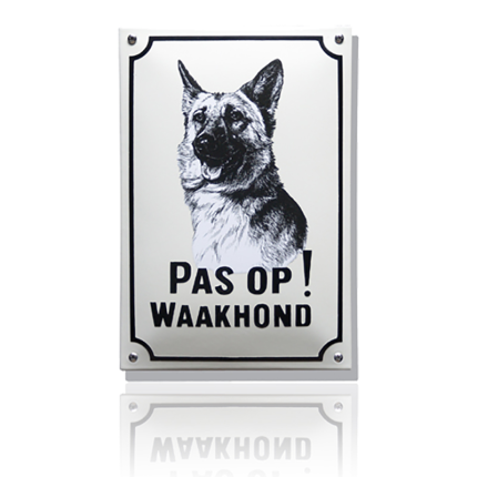 WH-05 emaille waakhondbord 'Herdershond'