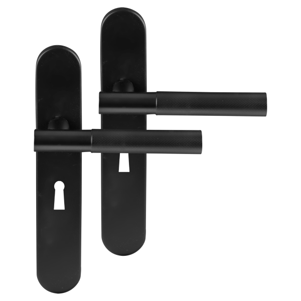 Differnz Utrecht deurkruk op schild afgerond 225x41x10mm BB56 mm Zwart