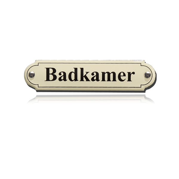 Emaille deurbordje 'Badkamer' gebold klassiek, 115x27mm