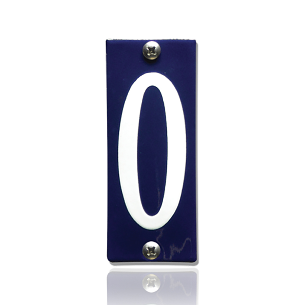 Huisnummer 0 emaille blauw, 40 x 100 mm