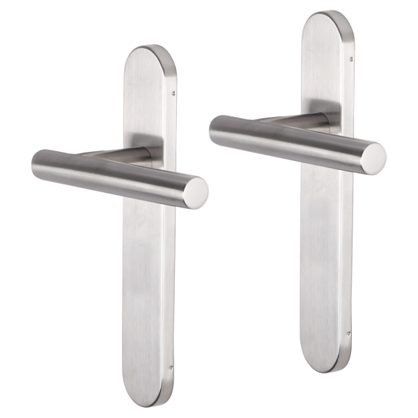 Impresso Chelsea deurkruk op schild afgerond 225x41x10mm blind RVS geborsteld