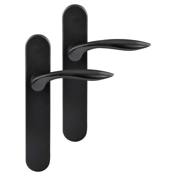 Differnz Groningen deurkruk op schild afgerond 225x41x10mm blind Zwart