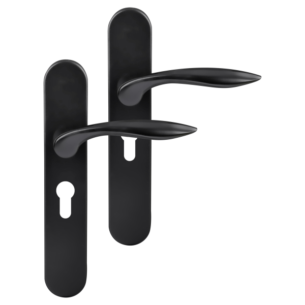 Differnz Groningen deurkruk op schild afgerond 225x41x10mm PC55 mm Zwart