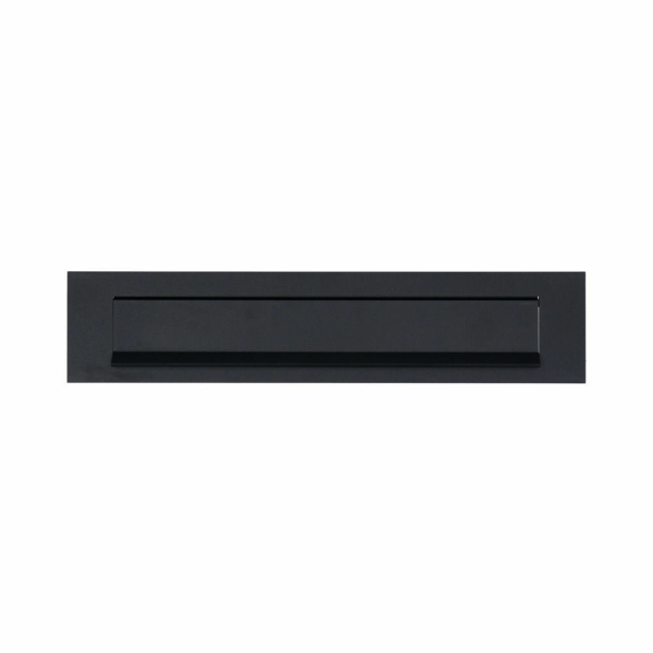 VEILIG briefplaat aluminium rechthoekig 73x340 zwart