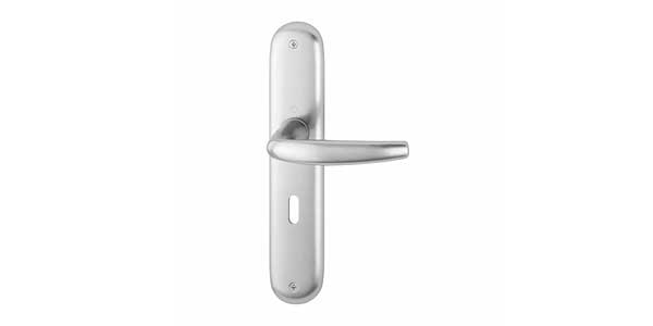 Deurklink met schild aluminium