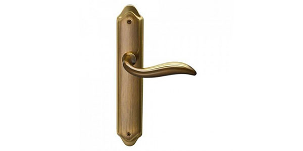 Deurklink met schild brons