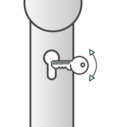 Cilinderbediend: de deur opent middels de sleutel in de cilinder.
